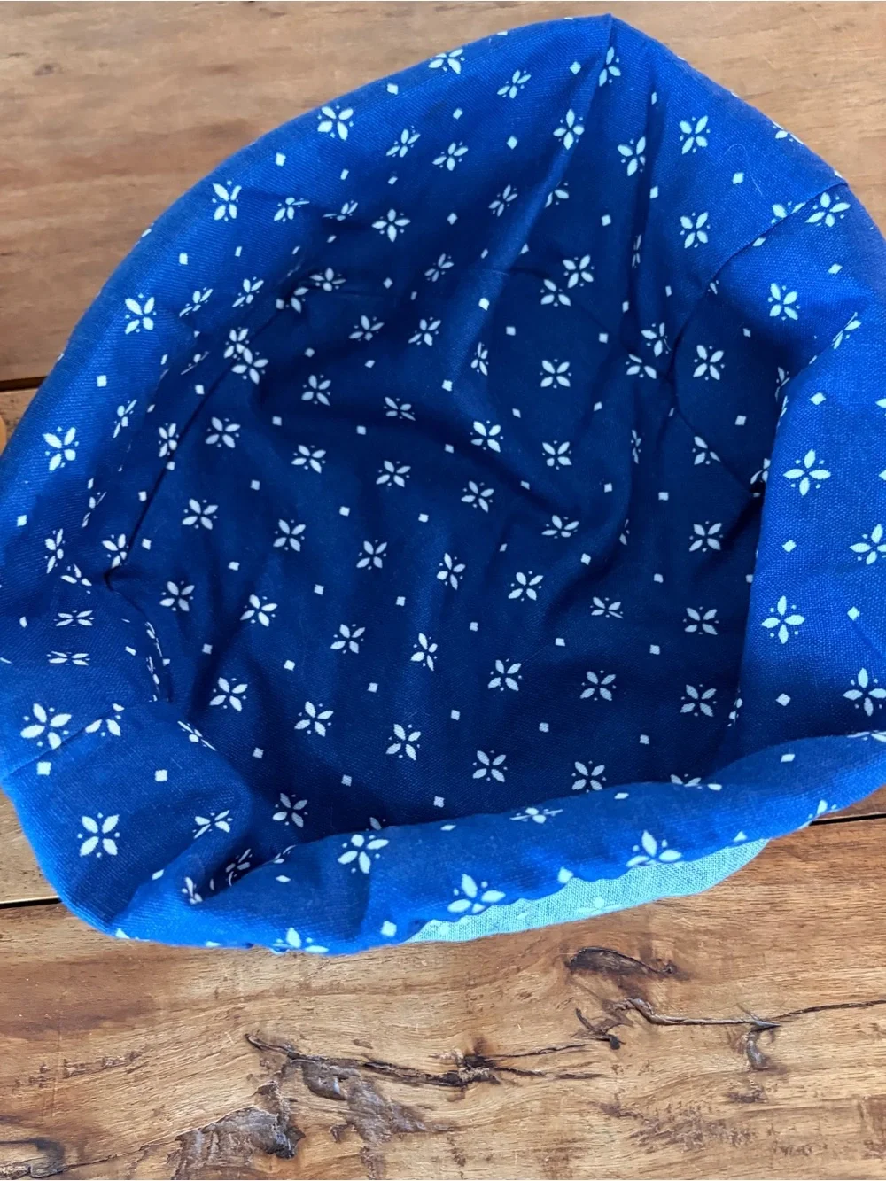 Longaberger Handwoven Basket Vintage 1998 Blue White Floral Liner Hexagon
